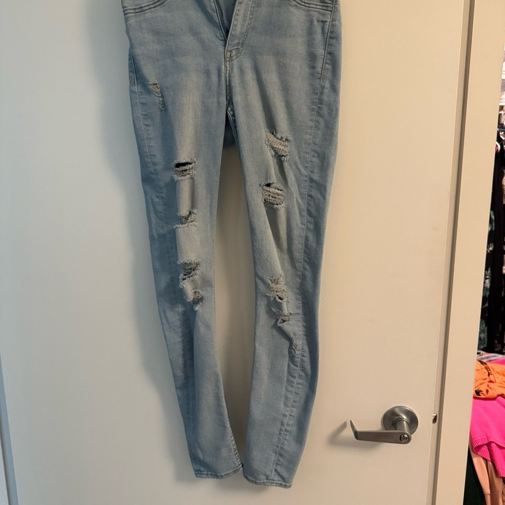 H&M Light Blue Distressed Skinny Jeans